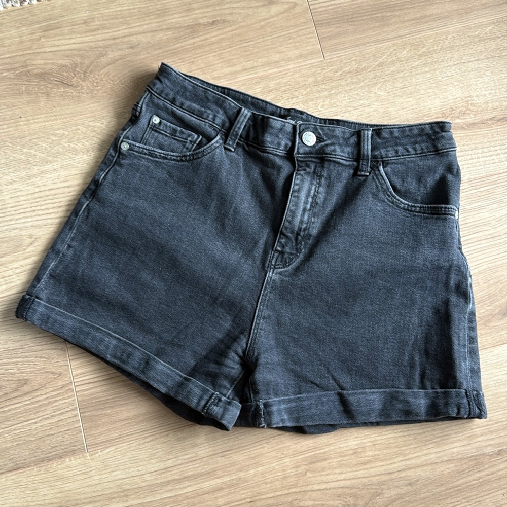 Mavi Ella Black Denim Shorts Dark Smoke